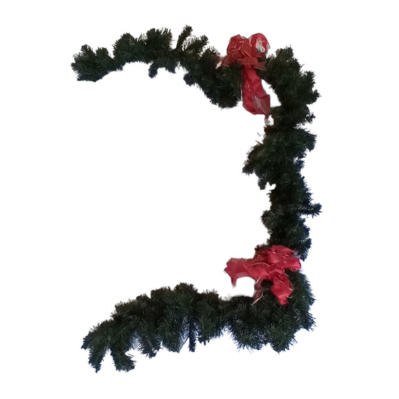 Vintage Christmas Garland Swag 9' Faux Pine Fir Red Gold Bows Holiday Decor - Picture 8 of 8